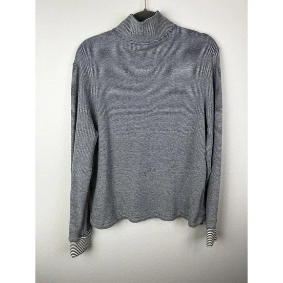 Robert Graham Men's 1/4 Zip Pullover Sweater/Sweatshirt Large Blue-White Stripes - Picture 6 of 7